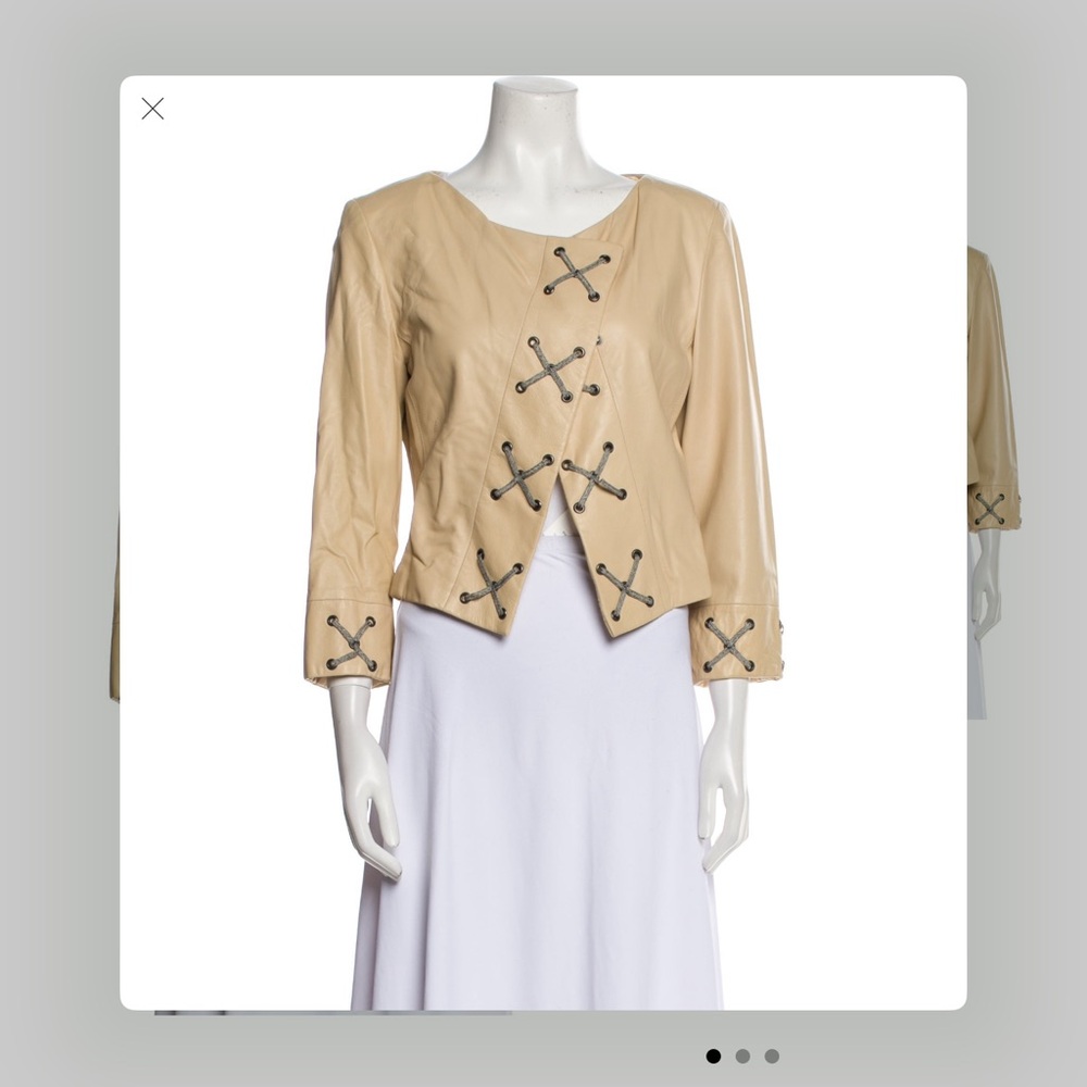 Giorgio Armani Cream Blazer with Asymmetrical Closure and Textured Fabric